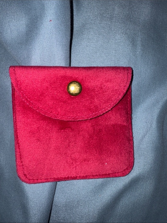 Other - 2x2 Red Suede Snap jewelry travel Pouch pocket